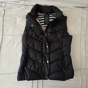 GAP Black Quilted Puffer Vest with High Collar